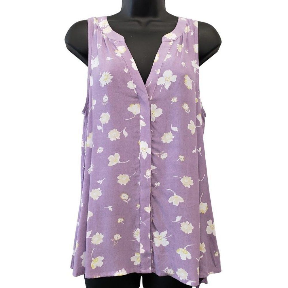 Sanctuary Button Front‎ Blouse Top Women's SMALL Purple White Yellow Floral NEW